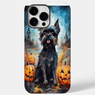 Coque Pour Pour iPhone 14 Pro Max Halloween Affenpinscher avec la peur Citrouille