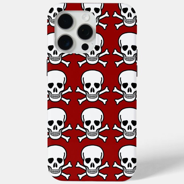 Coques Case-Mate iPhone Halloween Arrière - plan rouge crâne et os croisés (Verso)