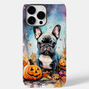 Coque Pour Pour iPhone 14 Pro Max Halloween Bouledogue Français Avec Citrouilles Épo