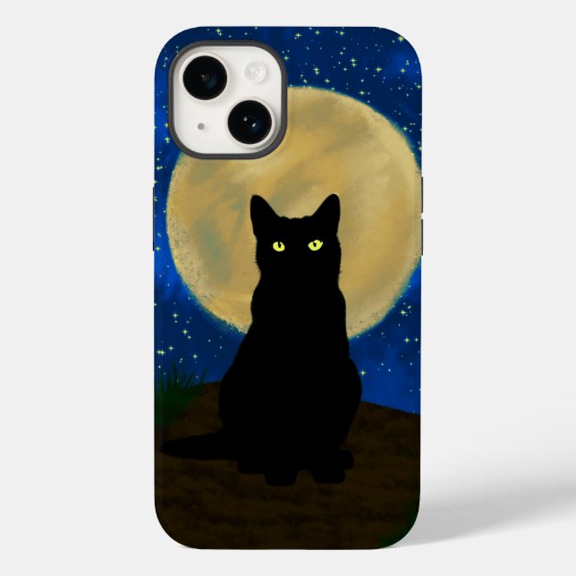 Coques Case-Mate iPhone Halloween Chat noir Silhouette Lune (Verso)