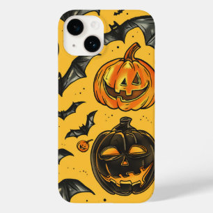 Coque Pour iPhone 14 Halloween Citrouille et chauves-souris Motif autom