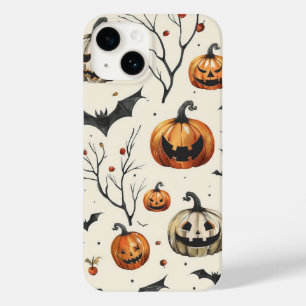 Coque Pour iPhone 14 Halloween Citrouille et chauves-souris Motif autom