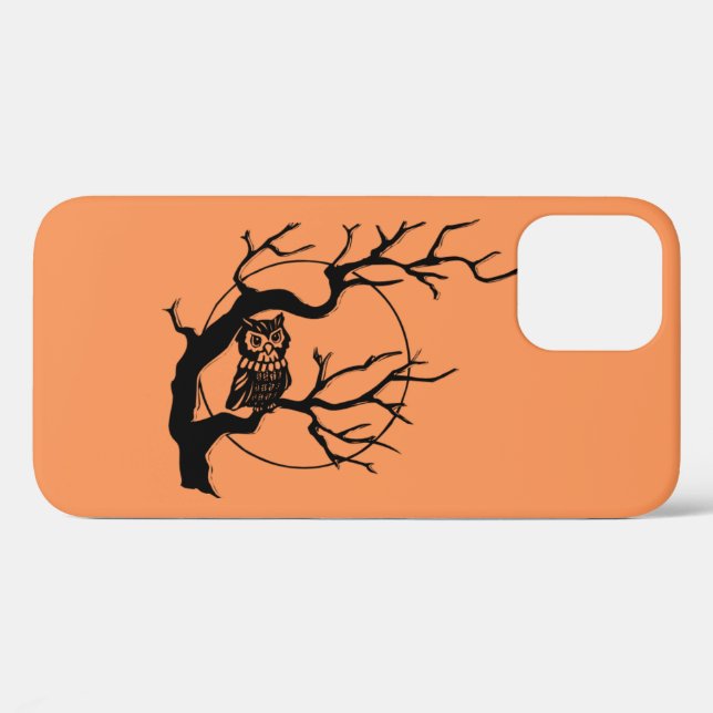 Coques Case-Mate iPhone Halloween de la Chouette orange et noire (Verso (horizontal))