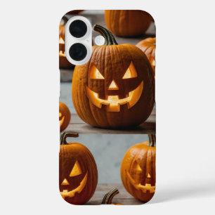 Coques iPhone 16 Halloween du visage Citrouille souriant