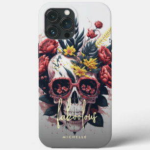 Case-Mate iPhone Case Halloween foin et monogramme du crâne floral