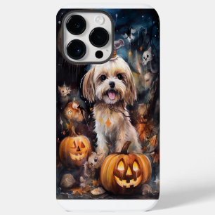 Coque Pour Pour iPhone 14 Pro Max Halloween Lhassa Apso Avec Peur Citrouille