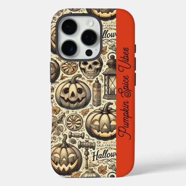 Coques Case-Mate iPhone Halloween vibes orange brun élégant (Verso)