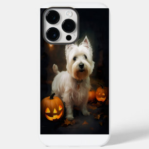 Coque Pour Pour iPhone 14 Pro Max Halloween West Highland White Terrier Citrouilles