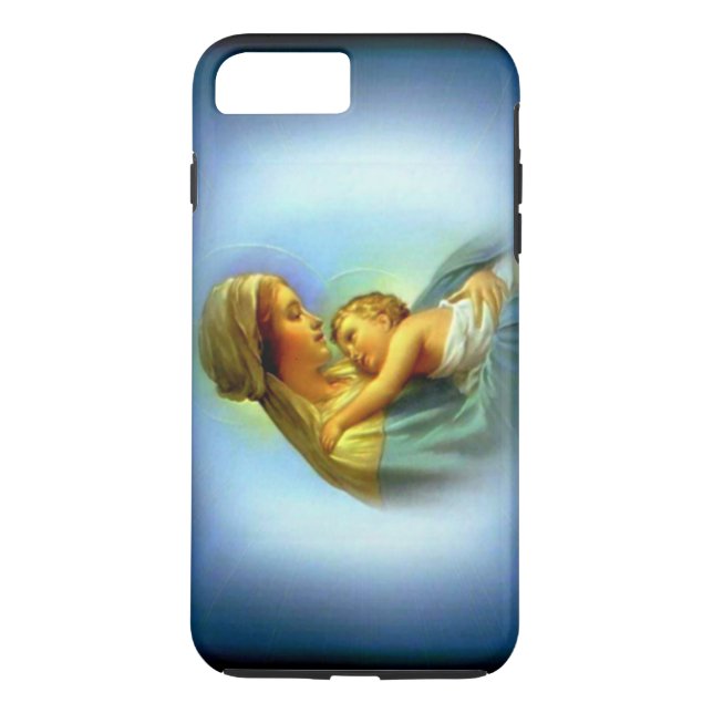 Coques Case-Mate iPhone Halo blanc Bienheureuse Vierge Marie avec Enfant J (Dos)