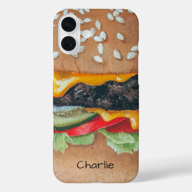 Coques Case-Mate iPhone Hamburger Illustration personnalisation nom de tél (Verso)