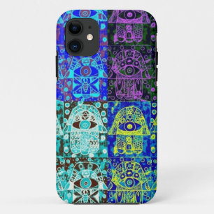 Coques Pour iPhone Hamsa noir et bleu