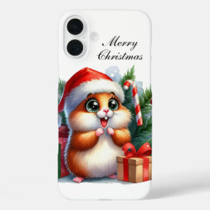 Coques iPhone 16 Plus Hamster de Noël festif personnalisable