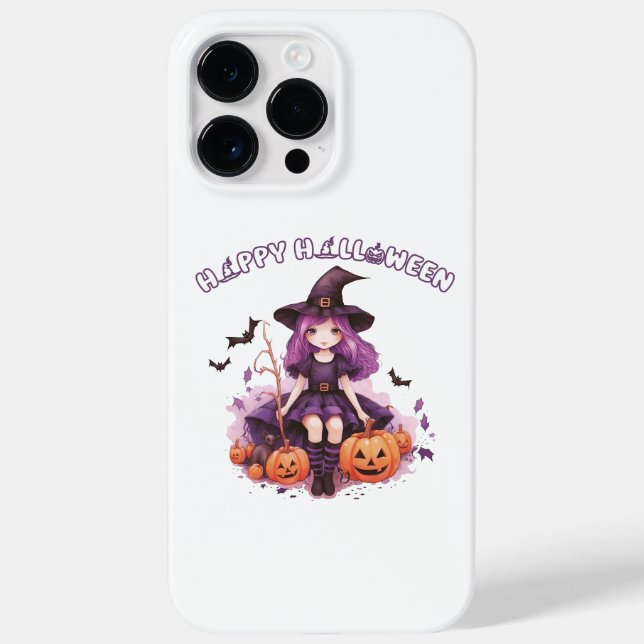 Coques Case-Mate iPhone Happy Halloween violet sorcière Citrouilles et cha (Verso)