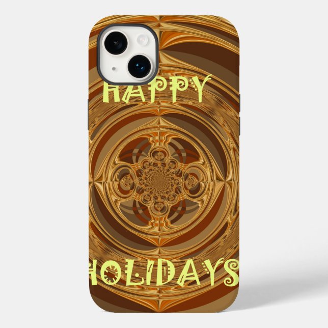 Coques Case-Mate iPhone Happy Holidays Circle Art Print/Design (Verso)