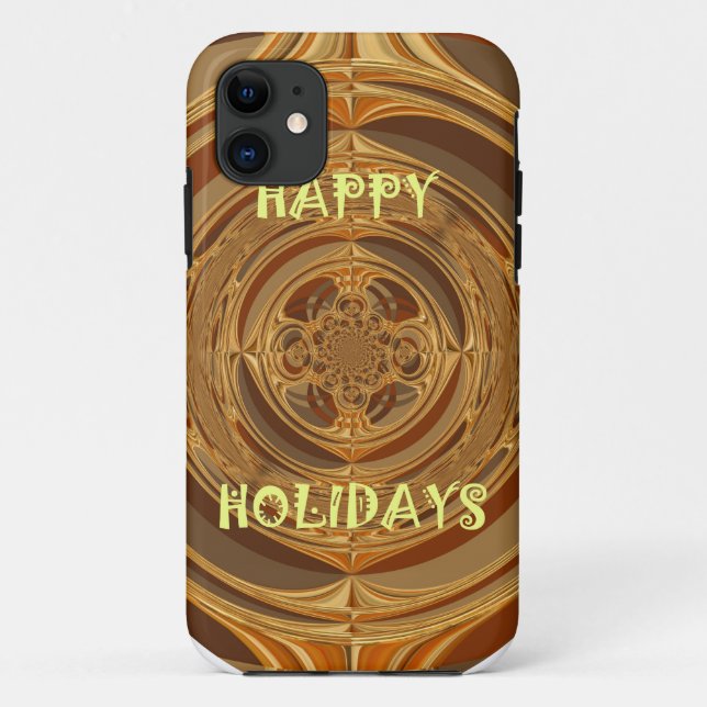 Coques Case-Mate iPhone Happy Holidays Circle Art Print/Design (Dos)