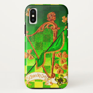 Coques Pour iPhone HARPE IRLANDAISE, TRÈFLES VERTS DORÉS Fête de la S