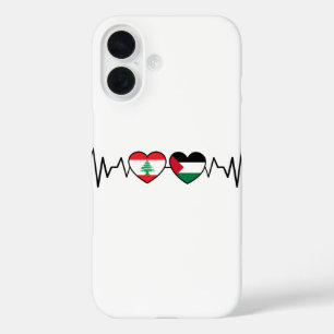 Coques iPhone 16 Heartbeat Lebanon Palestine Unity drapeaux.