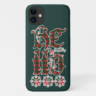 Case-Mate iPhone Case Hello Winter Holiday Lettering, Motif écossais