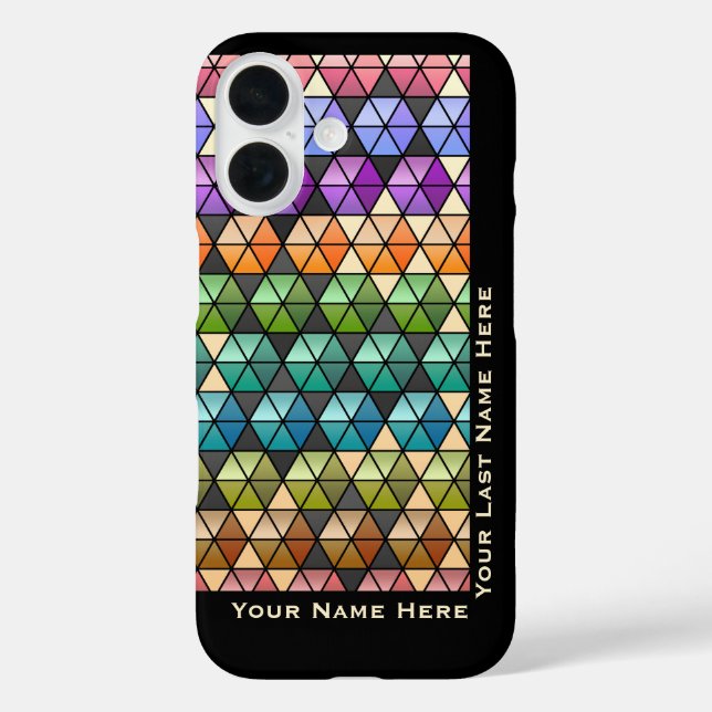Coques Case-Mate iPhone Hexagon Quilt Arc-en-ciel chaud (Personnalisé) (Verso)
