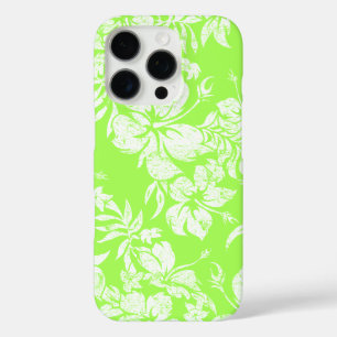 Coques iPhone 16 Pro Hibiscus Pareau Hawaii Flore Lime Vert