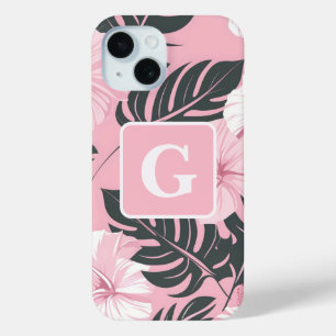 Coque Pour iPhone 15 Hibiscus tropical Manogramme