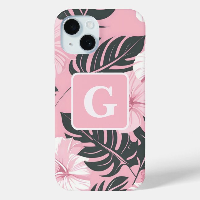 Coques Case-Mate iPhone Hibiscus tropical Manogramme (Verso)