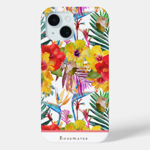 Coque Pour iPhone 15 Hibiscus tropical Motif d'été