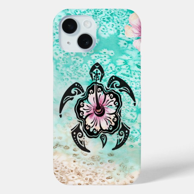 Coques Case-Mate iPhone Hibiscus Turtle (Verso)