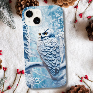 Coque Pour iPhone 14 Hibou Blanc Papier Découpé Hiver