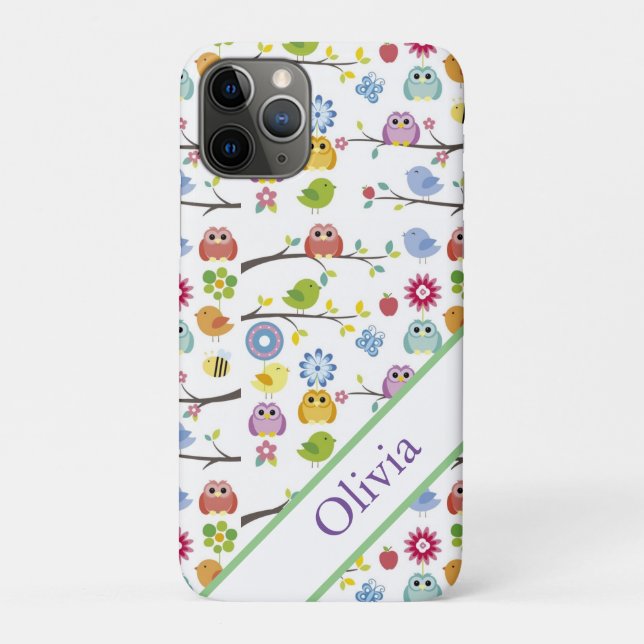Coques Case-Mate iPhone Hiboux mignon Nom moderne simple (Dos)