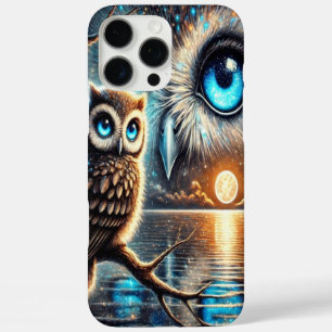 Coques iPhone 16 Pro Max Hiboux mystiques sous une réflexion au clair de lu