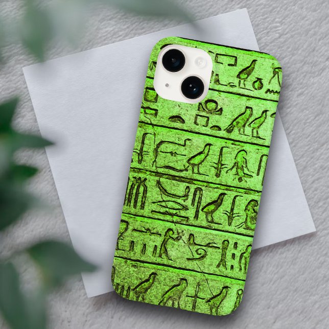 Coques Case-Mate iPhone Hiéroglyphes égyptiens anciens verts iPhone 14 Coq (Créateur téléchargé)