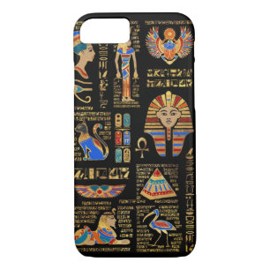 Case-Mate iPhone Case Hiéroglyphes et divinités égyptiens en noir