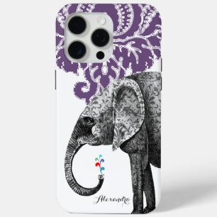 Coque iPhone 15 Pro Max Hindi Floral Pattern Elephant Damask