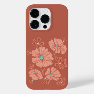 Coque Pour iPhone 14 Pro Hippie Blooms : Artwork Abstrait Red Flower Power