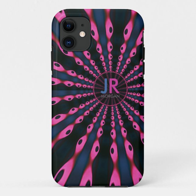 Coques Case-Mate iPhone Hippie 'delica Funk rose bleu monogramme (Dos)