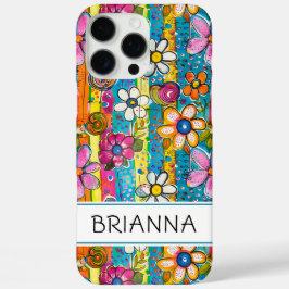 Coques iPhone 16 Pro Max Hippie Flower Power Personnalisé