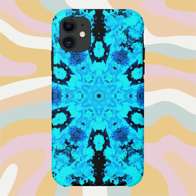Coques Case-Mate iPhone Hippie psychédélique bleu et noir (Créateur téléchargé)