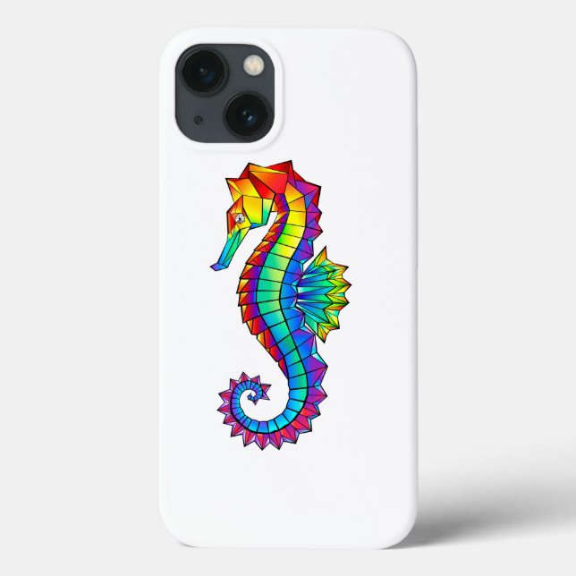 Coques Case-Mate iPhone Hippocampe polygonal arc-en-ciel (Verso)