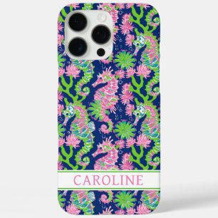 Coques iPhone 16 Pro Max Hippocampes à l'aquarelle Monogrammées