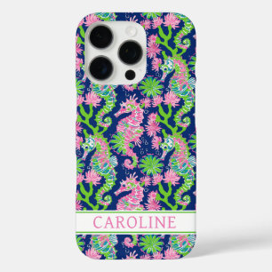 Coques iPhone 16 Pro Hippocampes à l'aquarelle Monogrammées