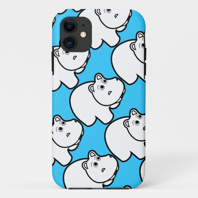 Coques Case-Mate iPhone Hippopotame bleu mignon (Dos)