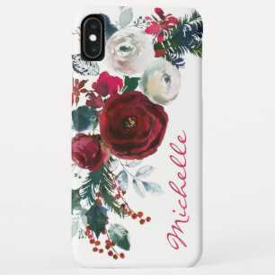Case-Mate iPhone Case Hiver Burgundy Peony Rose Floral Pine Bouquet
