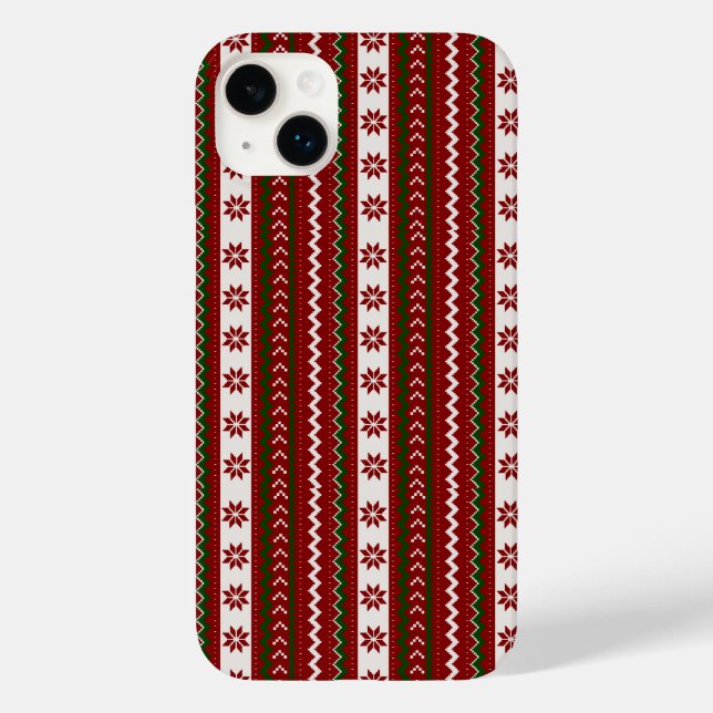Coques Case-Mate iPhone Holiday Red et Green Fair Isle (Verso)