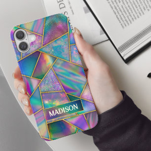 Coques iPhone 16 Holographe élégant chic faux or