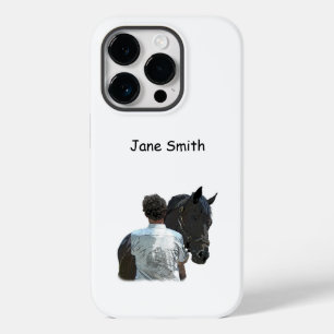 Coque Pour iPhone 14 Pro Homme tenant le cheval Cellule Lumière Boîtier de