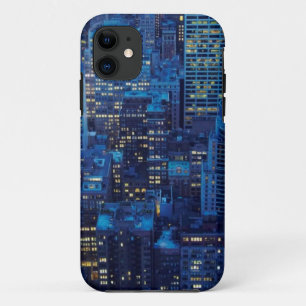 Coques Pour iPhone Horizon de NYC, vue courbe au crépuscule