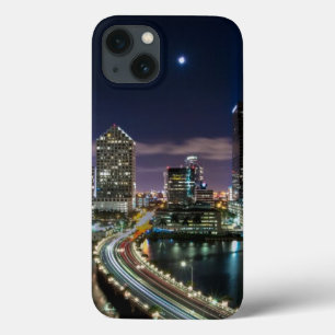 iPhone 13 Case Horizon de ville de Miami avec le pont la nuit