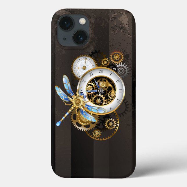 Coques Case-Mate iPhone Horloge à vapeur avec libellule mécanique (Verso)