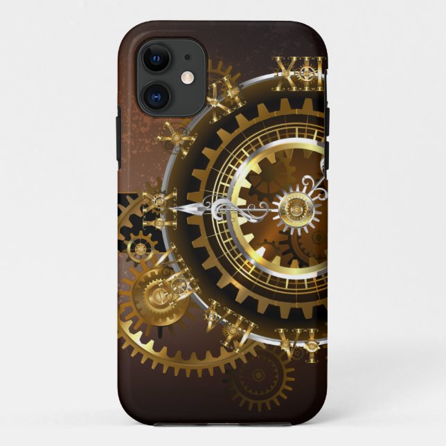 Coques Case-Mate iPhone Horloge Steampunk avec des engrenages anciens (Dos)
